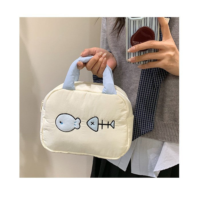 Süße gestickte fischthemen Lunch Tasche Karnz