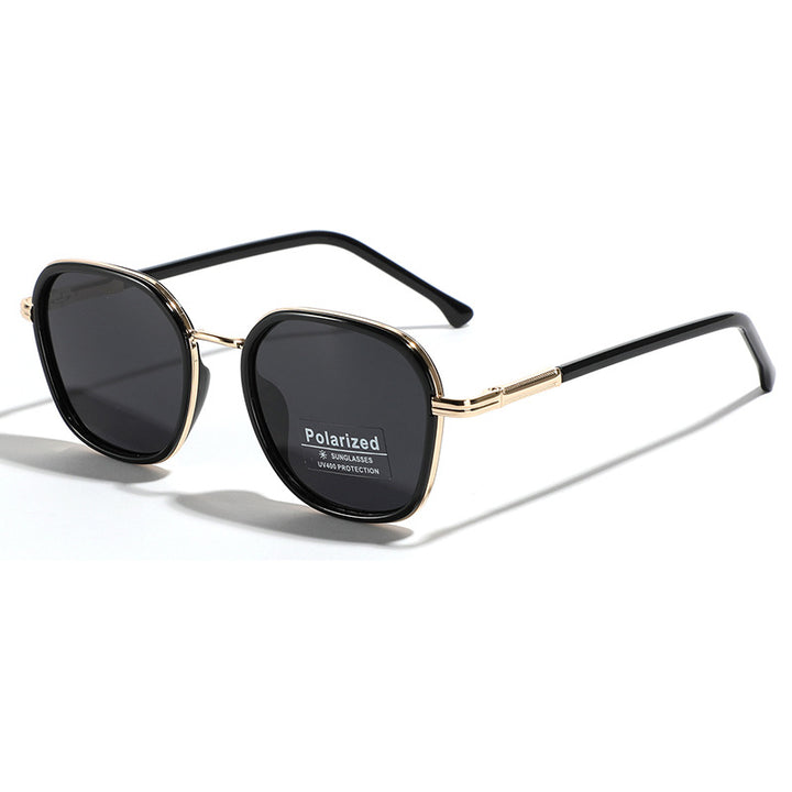 Damen geometrische polarisierte Sonnenbrille mit stilvollem Metallrahmen Karnz