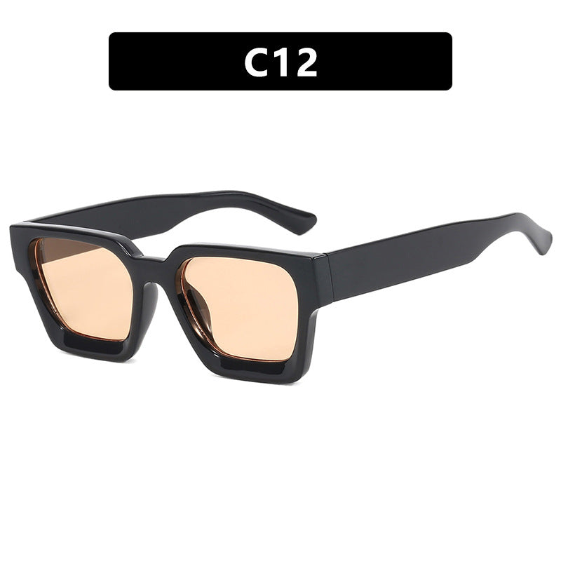 Damen modische quadratische Sonnenbrille mit robustem Rahmen und gelben Gläsern Karnz