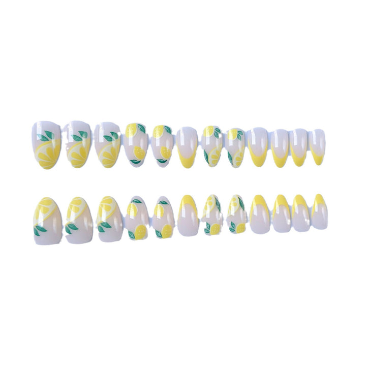 Stylisches Nagelkunst-Set mit Zitrone und Blumenmuster