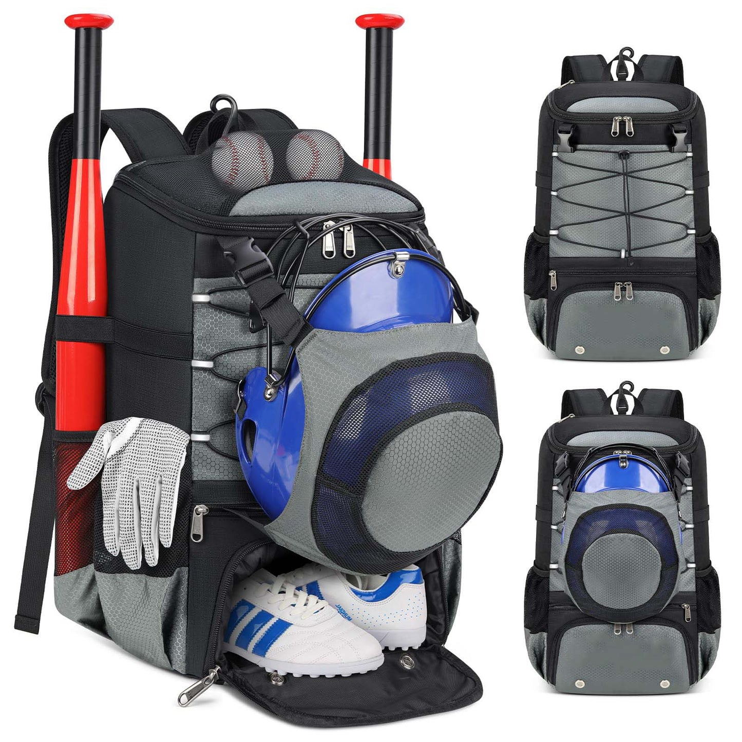 Unisex Sportlicher Baseball-Rucksack mit speziellen Fächern für Equipment Karnz
