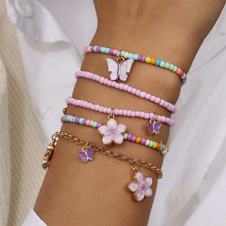 Blumen Charm Armband Set Karnz