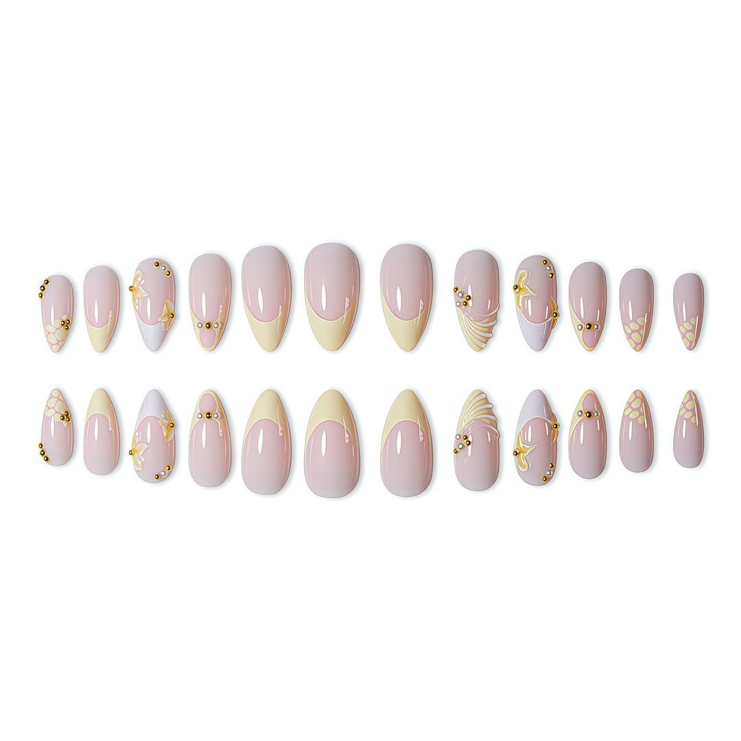 Elegante natürliche florale Press-On-Nagelkunst Karnz