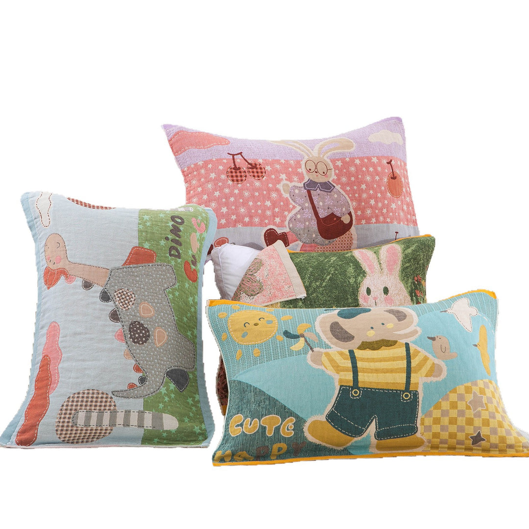 Damen Kissenbezug mit liebevollem Bärenmotiv und kariertem Design Karnz