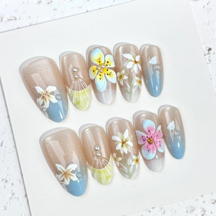 Künstlerisches Florales Nageldesign-Kit