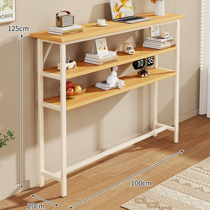 Slim Industrial Konsolentisch mit Holzplatte und Stahlrahmen