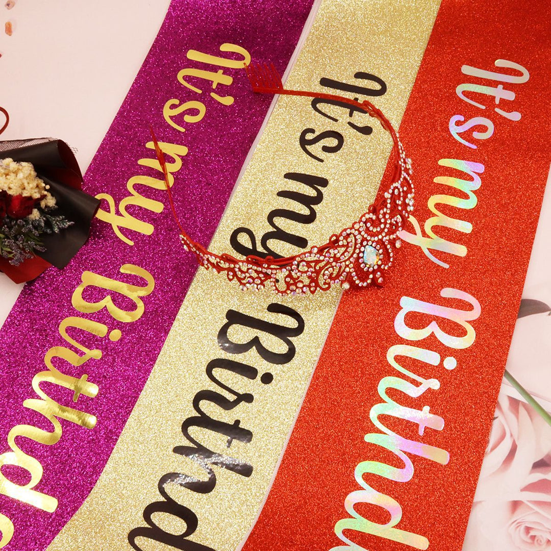Damen Festliches Geburtstagsband mit Glitzerdesign Karnz