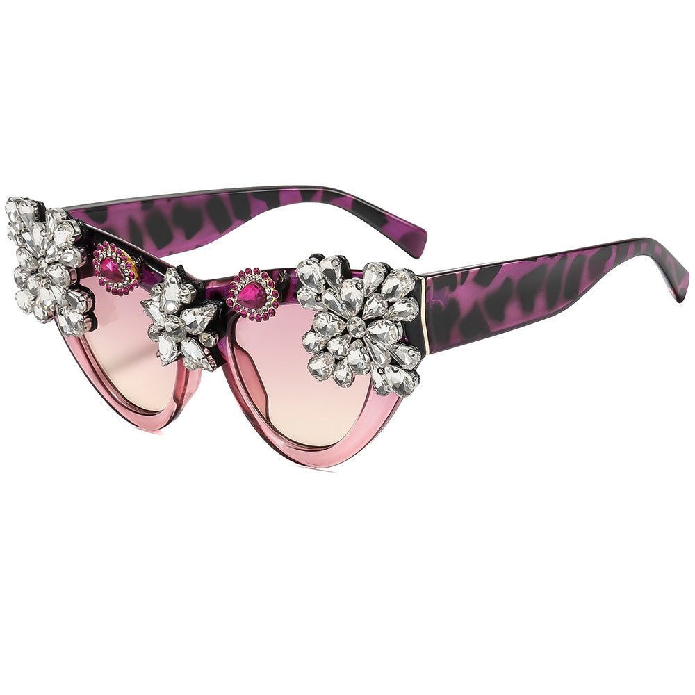 Damen extravagant verzierte Cat-Eye-Sonnenbrille Karnz