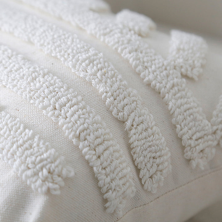 Boho Texturiertes Gestuftes Baumwoll-Wurfkissen mit Diamant-geometrischen Tufting und Eck-Tasseln