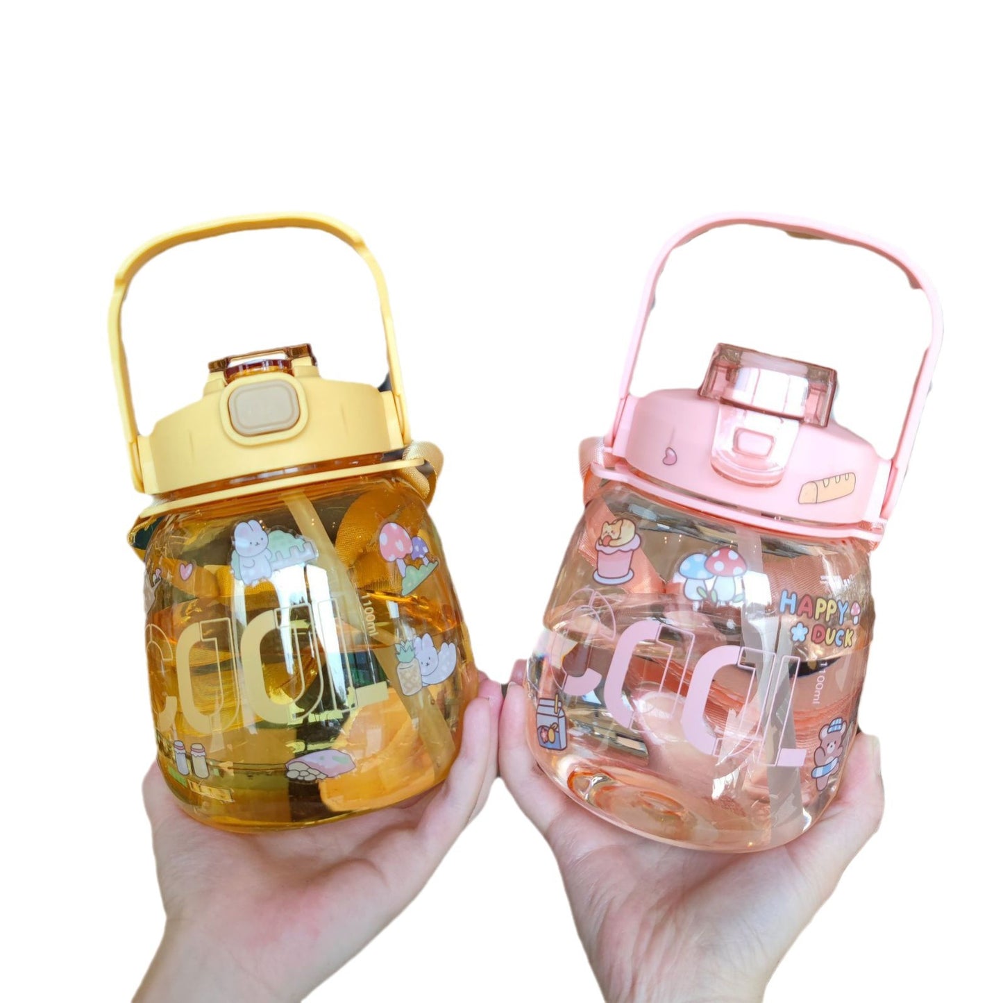 Damen farbenfrohe und auslaufsichere Trinkflasche mit ergonomischem Tragegriff Karnz