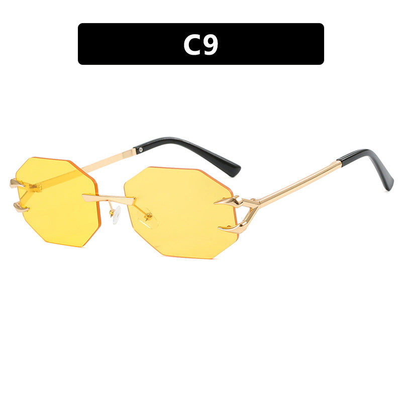 Damen geometrische Sonnenbrille mit modernem Metallrahmen Karnz