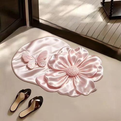 Floral Print Plush Teppich