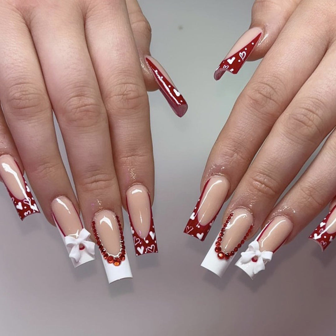 3D Herz-Akzent Press-On Nagelkunst Erweiterungen Karnz