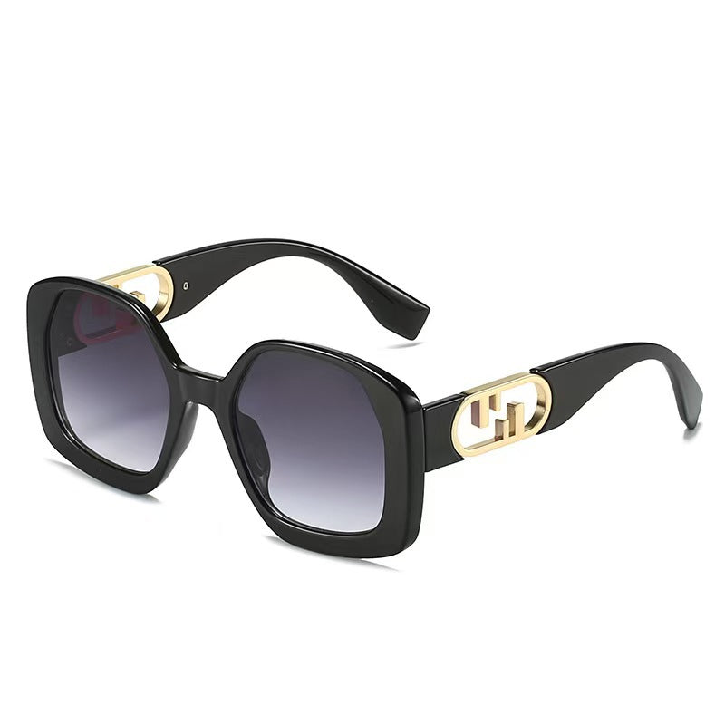 Damen oversized Sonnenbrille mit extravagantem geometrischen Rahmen und eleganten Akzenten Karnz