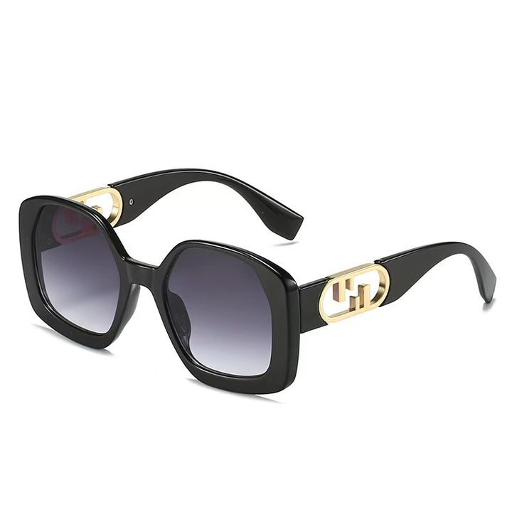 Damen oversized Sonnenbrille mit extravagantem geometrischen Rahmen und eleganten Akzenten Karnz