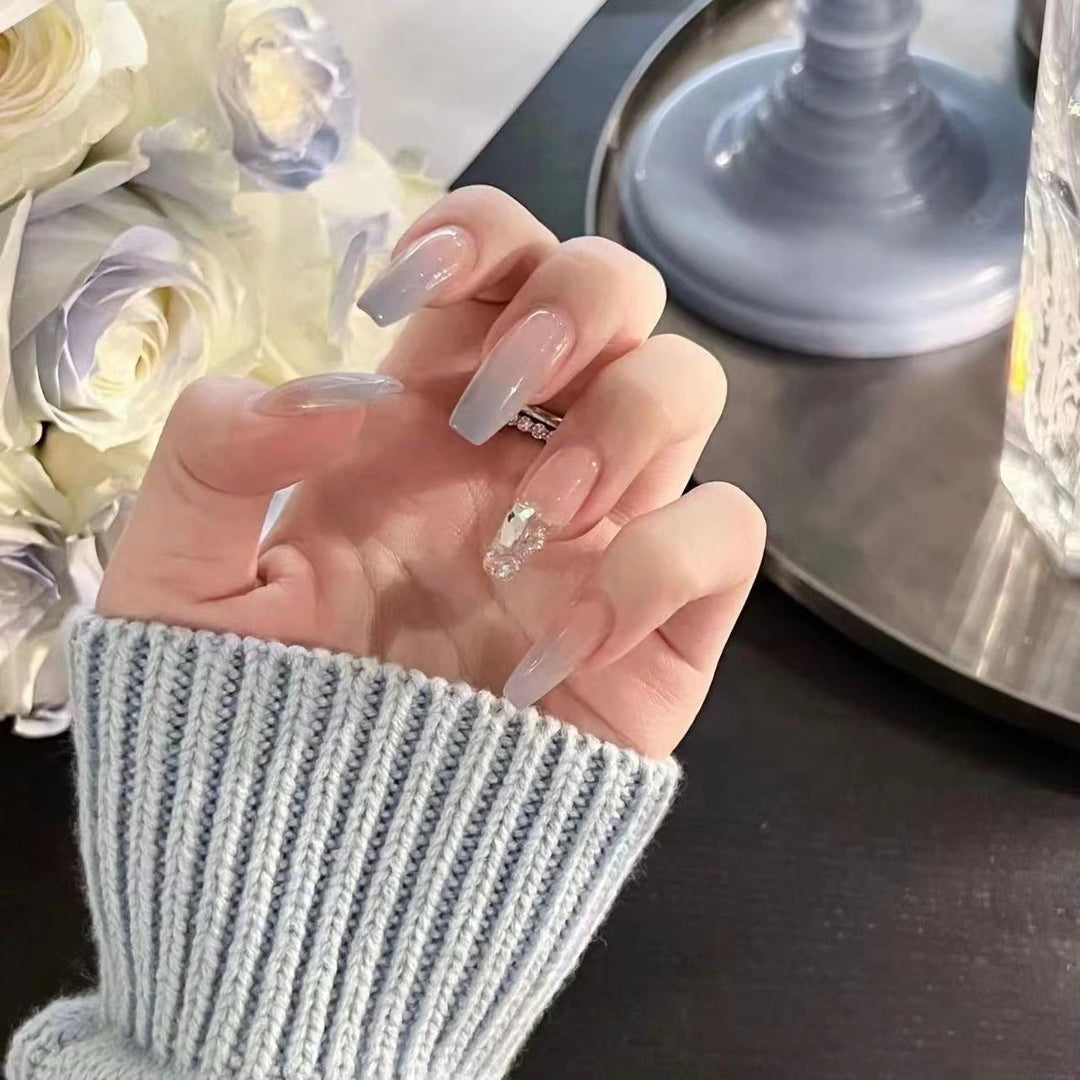Premium Press-On Nagelset mit Glitzerakzenten