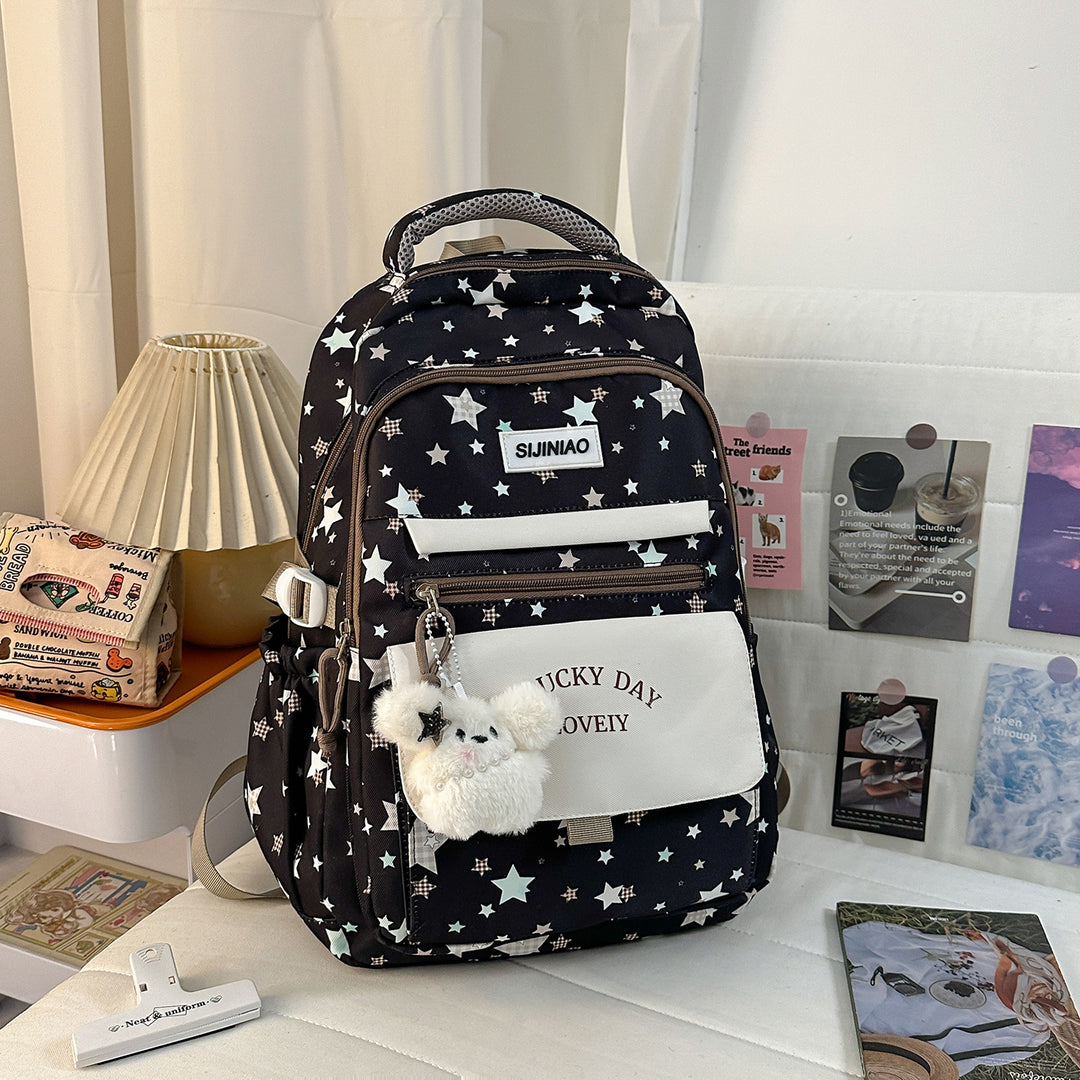 Mehrfach-Taschen Rucksack mit Plüsch Charm Karnz