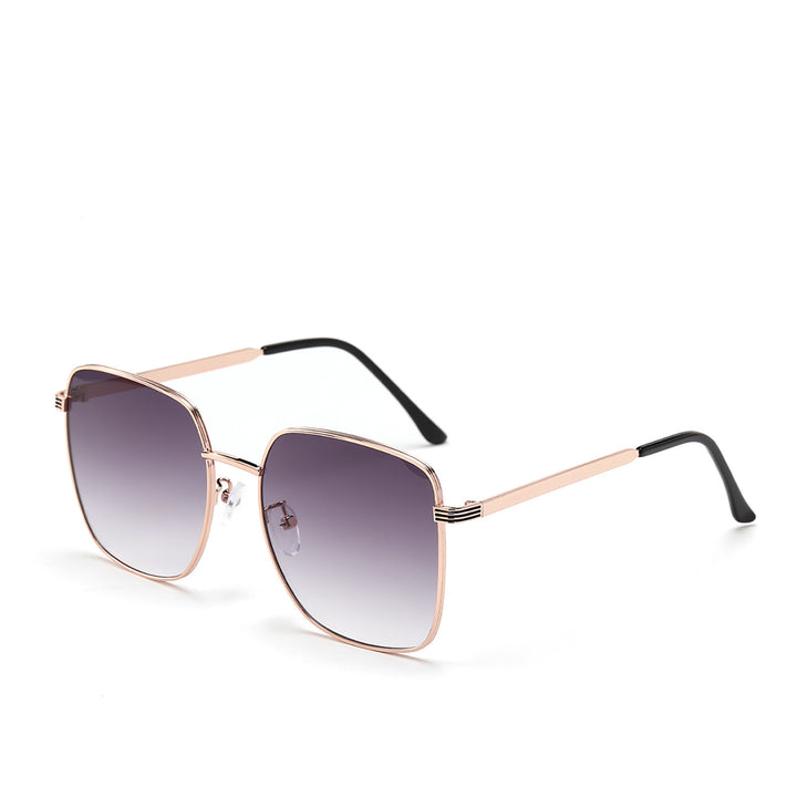 Damen quadratische Sonnenbrille mit elegantem Metallrahmen und verspiegelten Gläsern Karnz