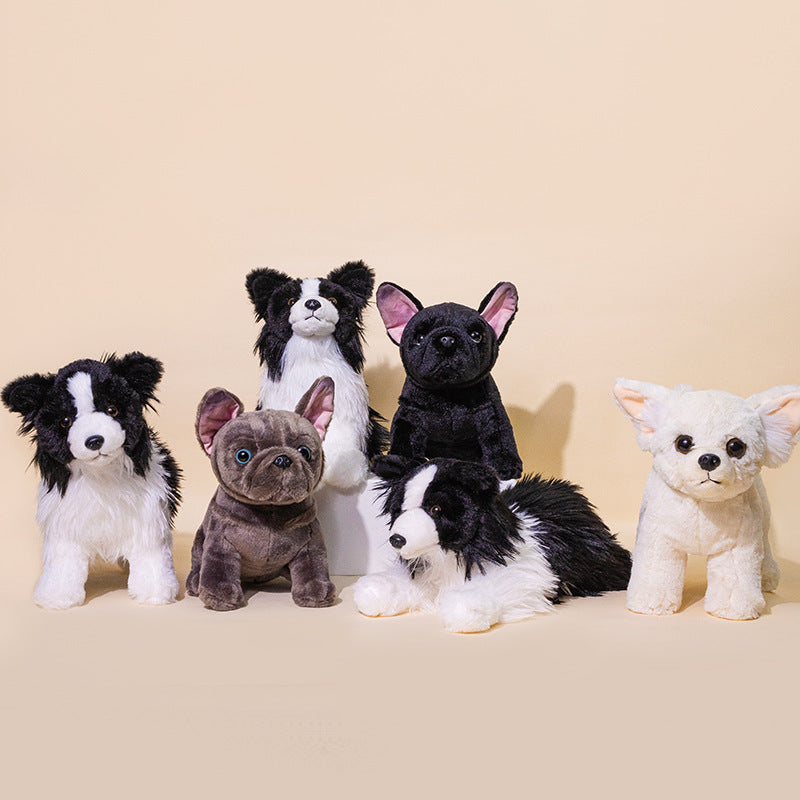 Realistisches Sitzendes Border Collie Plüschspielzeug mit Langem Weichem Fell Karnz