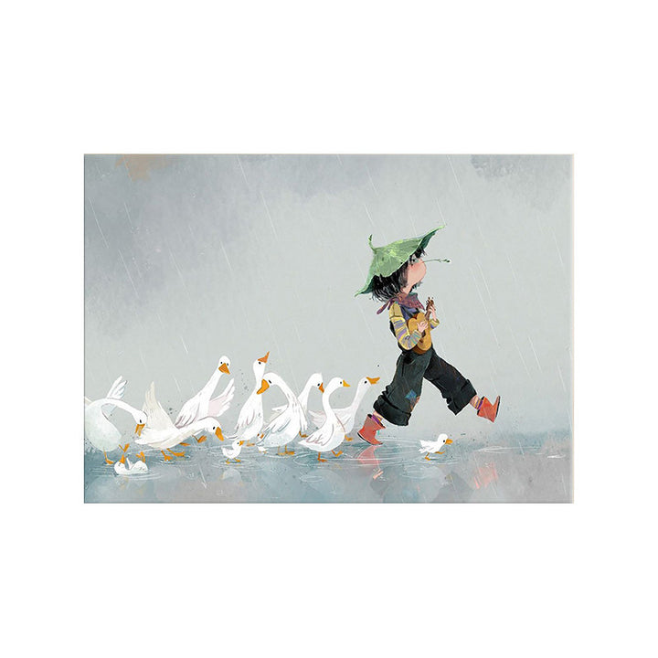 Verspieltes Kaninchen und Kind Leinwandkunst