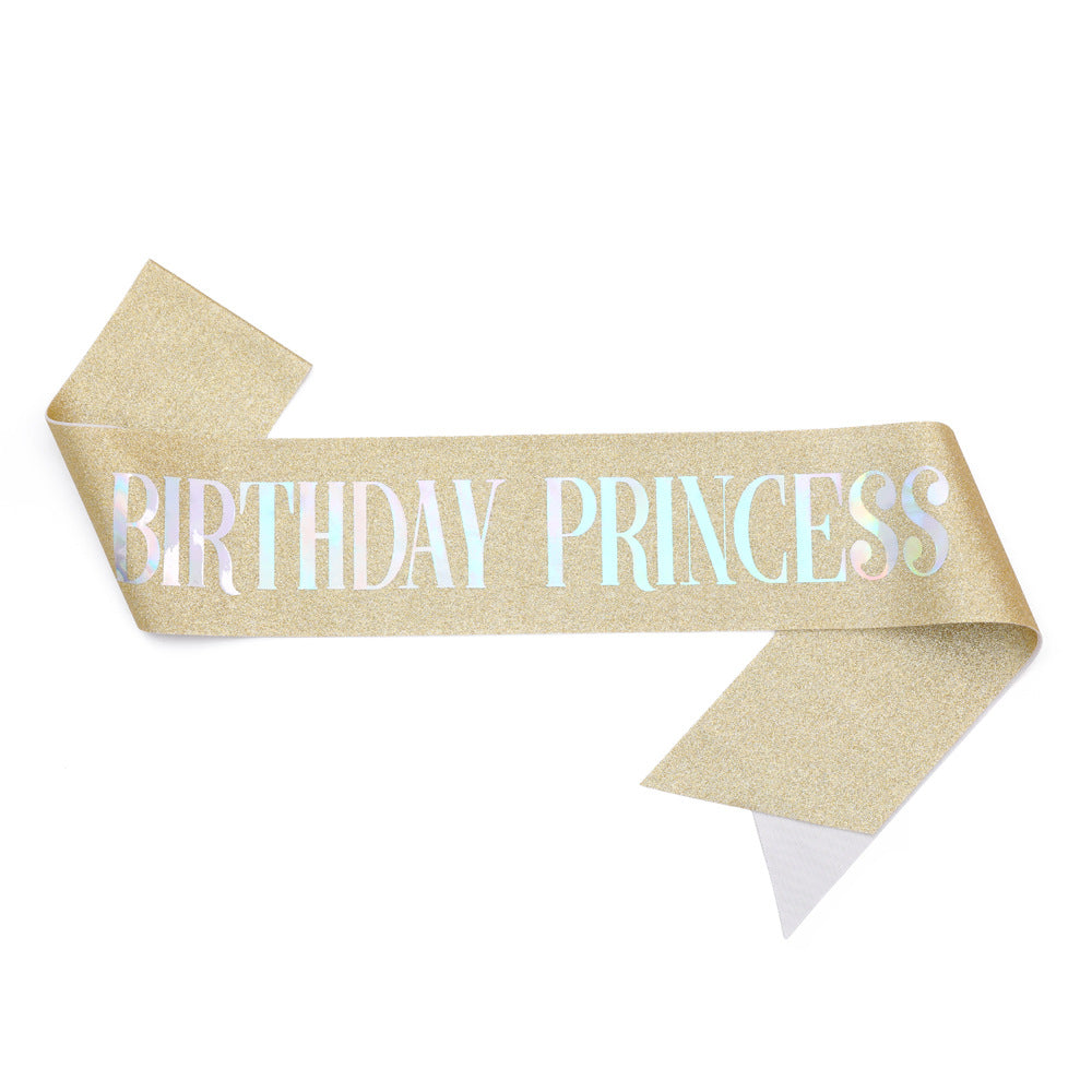 Damen Glitzernde Prinzessinnenkrone mit Birthday Princess Schärpe Karnz