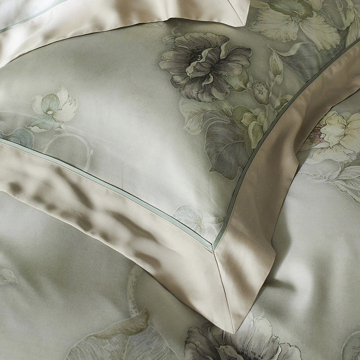 Premium-Baumwollsatin-Duvetbezug-Set mit Aquarellblumenmuster und seidig-mattem Griff