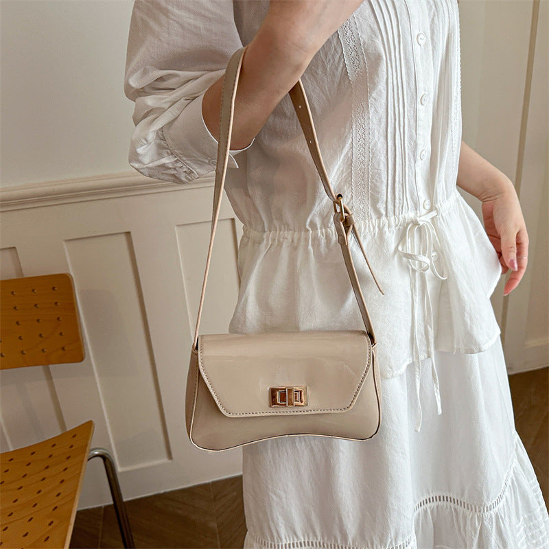 Elegante patentierte Leder Mini-Schultertasche