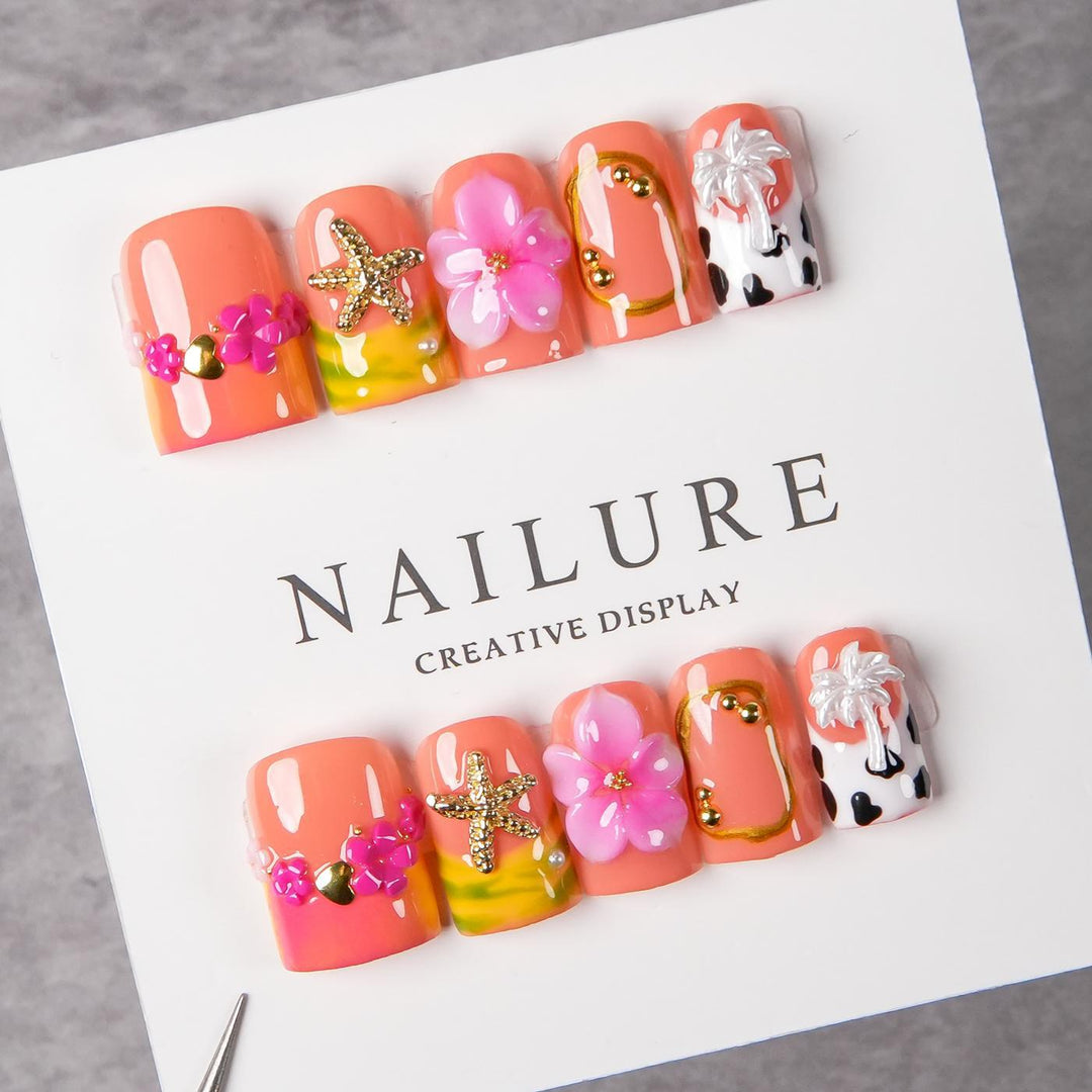 Blumen-Dekoration Press-On Nagelset