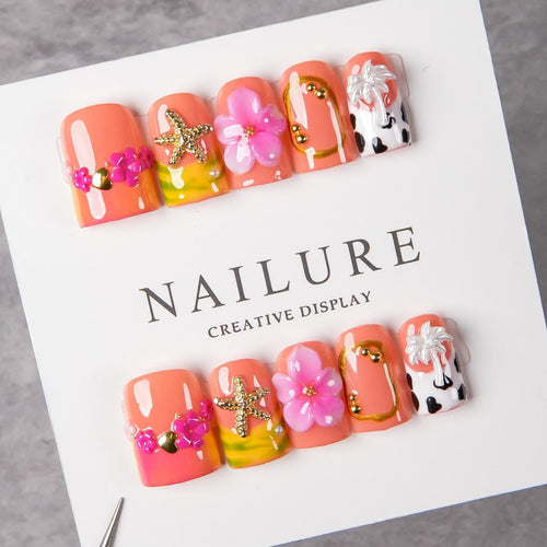 Blumen-Dekoration Press-On Nagelset