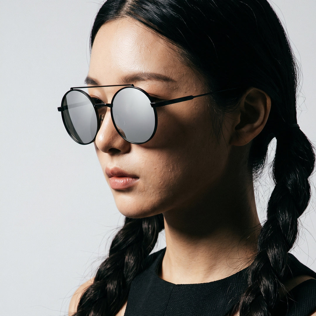 Damen runde Sonnenbrille mit modischem Metallrahmen Karnz