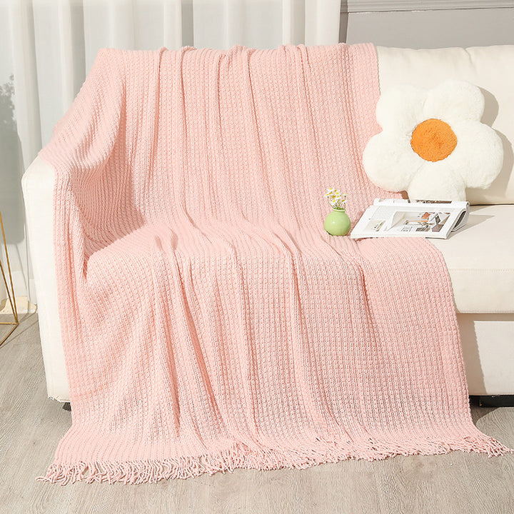 Strukturierte Strickwurfdecke