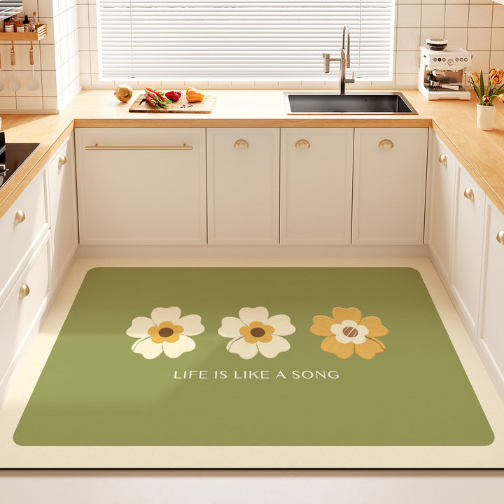 Dekorativer Floral-Zitat-Küchenmatte für Zuhause