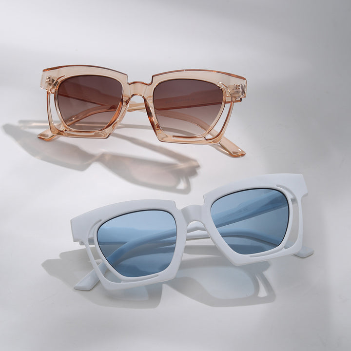 Damen trendige geometrische Sonnenbrille mit stilvollem, quadratischem Rahmen Karnz