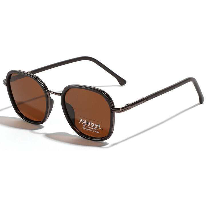 Damen geometrische polarisierte Sonnenbrille mit stilvollem Metallrahmen Karnz