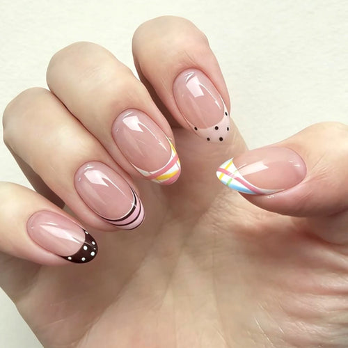 Trendige French Tip Press-On Nägel
