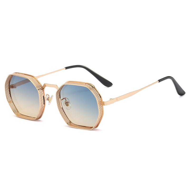 Damen Sonnenbrille mit einzigartigem oktagonalem Metallrahmen Karnz
