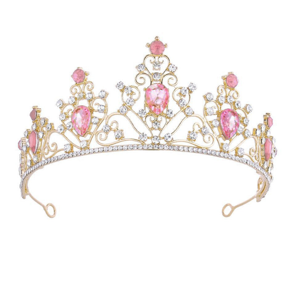 Mädchen Krone mit funkelnden Kristallen und elegantem Geburtstagsschärpen-Set Karnz