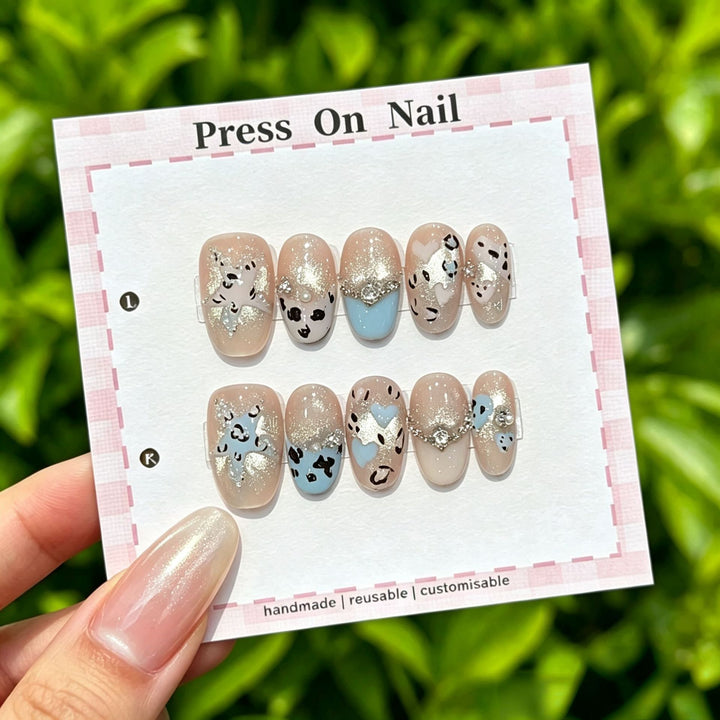 Anpassbare Glitter-Akzent Press-On Nägel