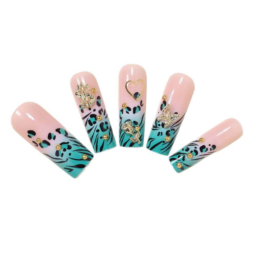 Stylische Bling Leopard Druck Press-On Nagelspitzen Karnz