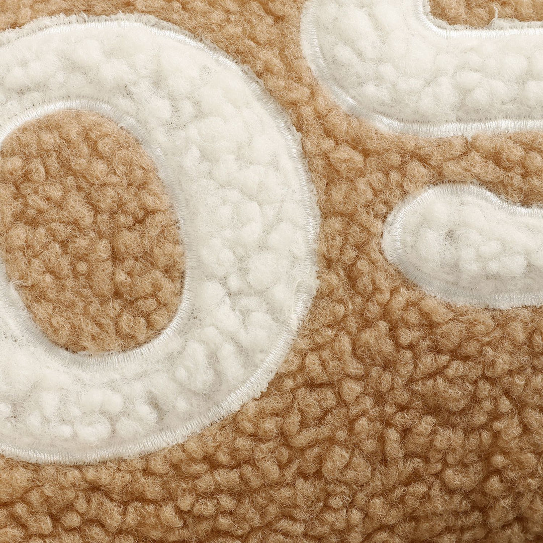 Sherpa-Faux-Shearling-Lendenkissenbezug mit Appliziertem Schriftzug