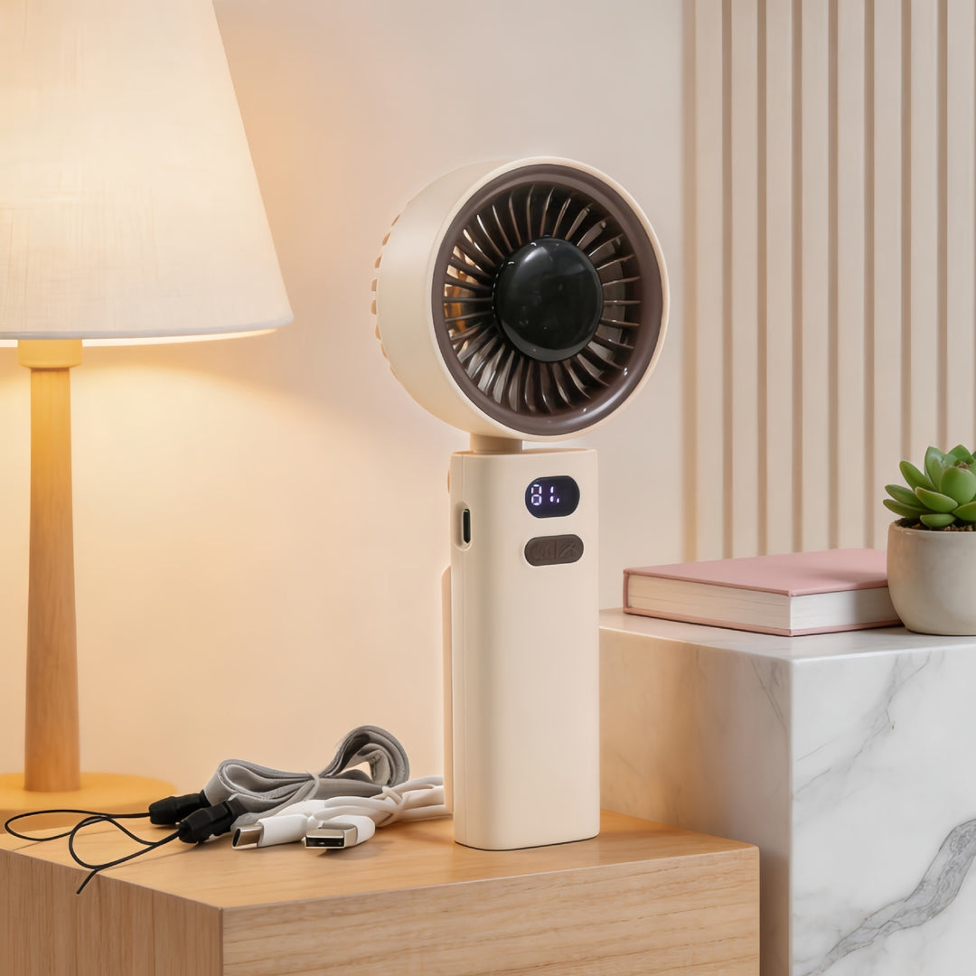 Damen Tragbarer Handventilator mit variabler Geschwindigkeitsregelung und ergonomischem Design Karnz