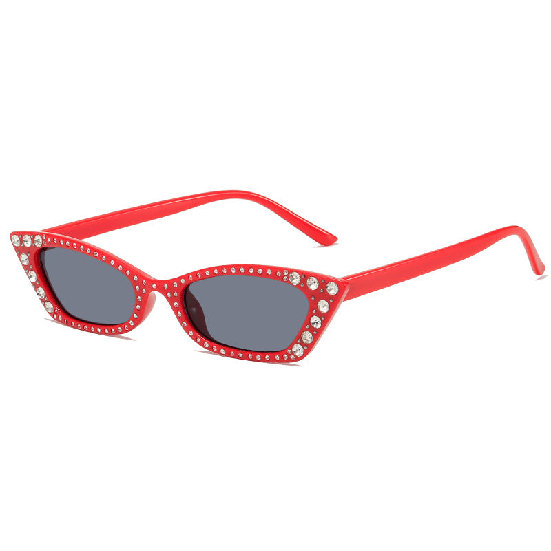 Damen extravagante Cat-Eye Sonnenbrille mit Kristallverzierung Karnz