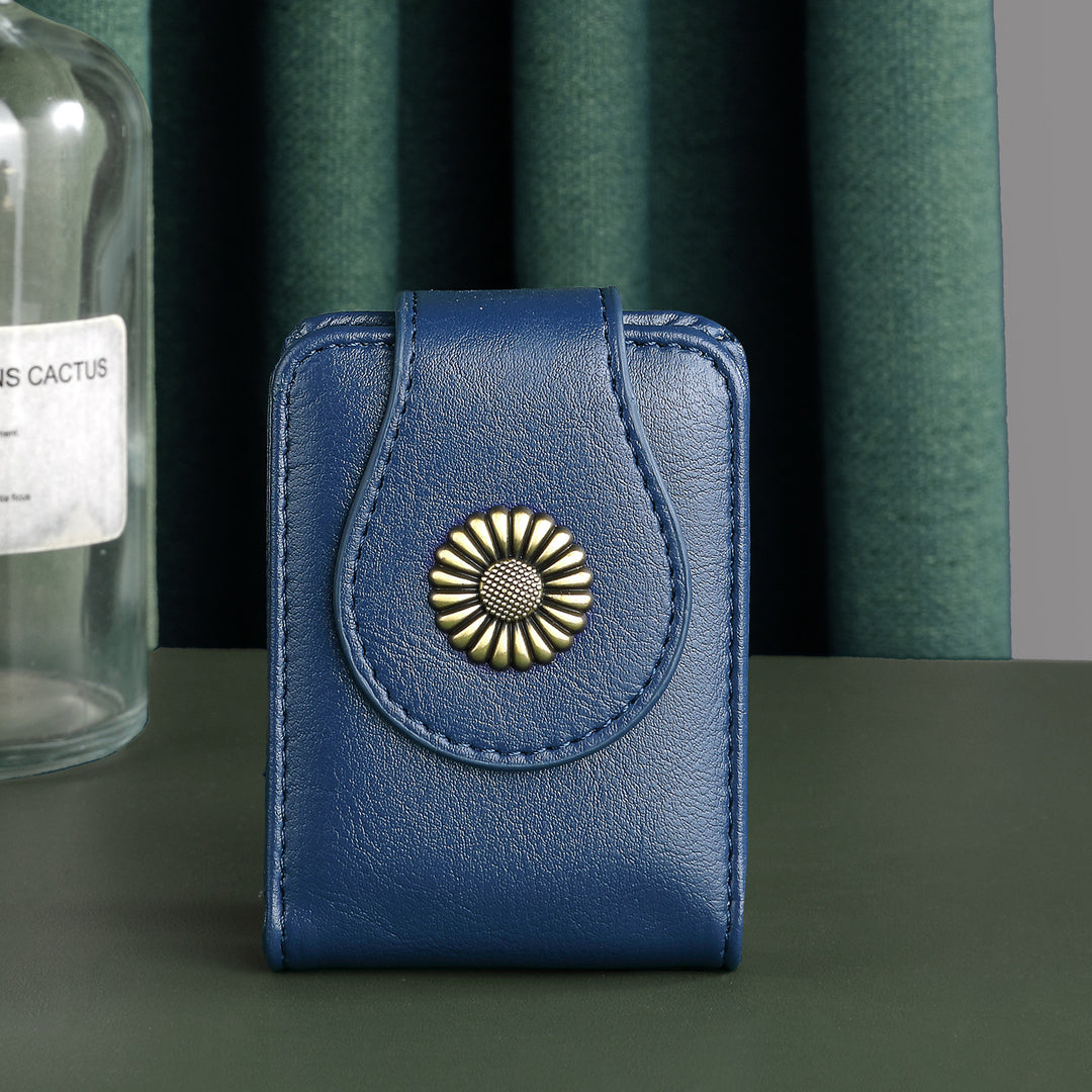 Vintage Blumen-verzierte Leder-Kartenhalter