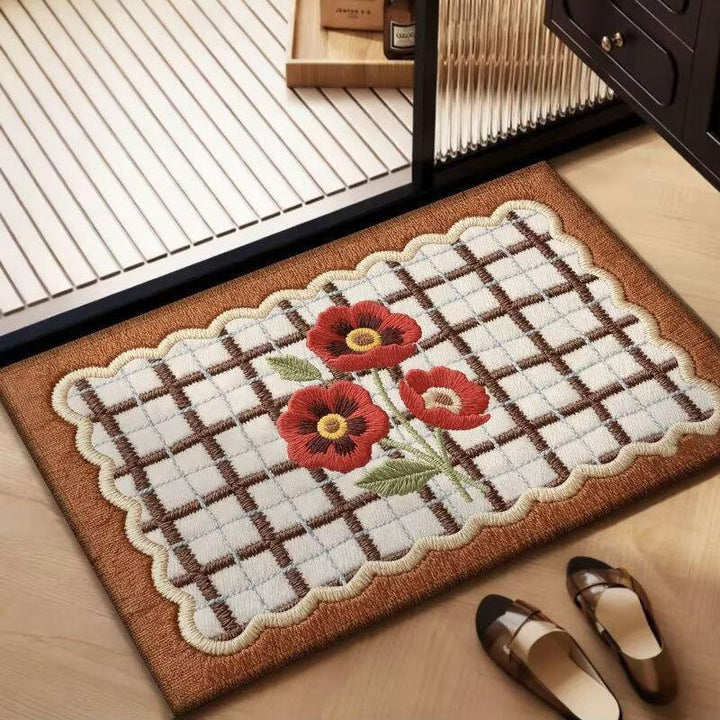 Blumen Design gestickte Willkommensmatte