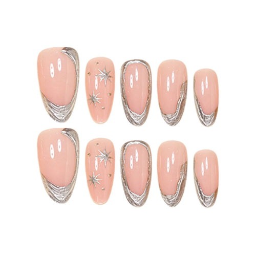 Elegantes Stiletto-Nagelkunst-Set mit silbernen Akzenten Karnz