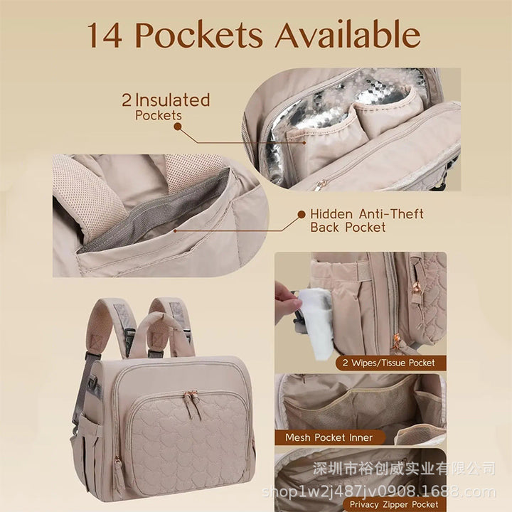 Multi-Funktionaler Windelrucksack mit Wickelmatte Karnz
