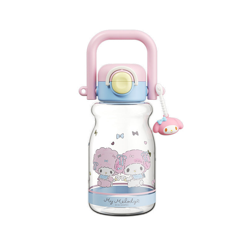 Damen Trinkflasche mit hochwertigem Silikon-Tragegriff und verspieltem Charakterdesign Karnz