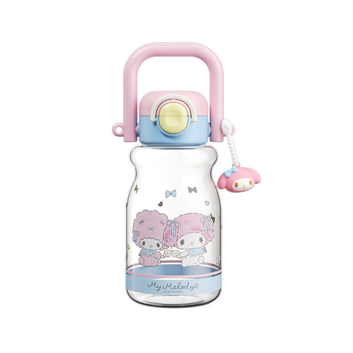 Damen Trinkflasche mit hochwertigem Silikon-Tragegriff und verspieltem Charakterdesign Karnz