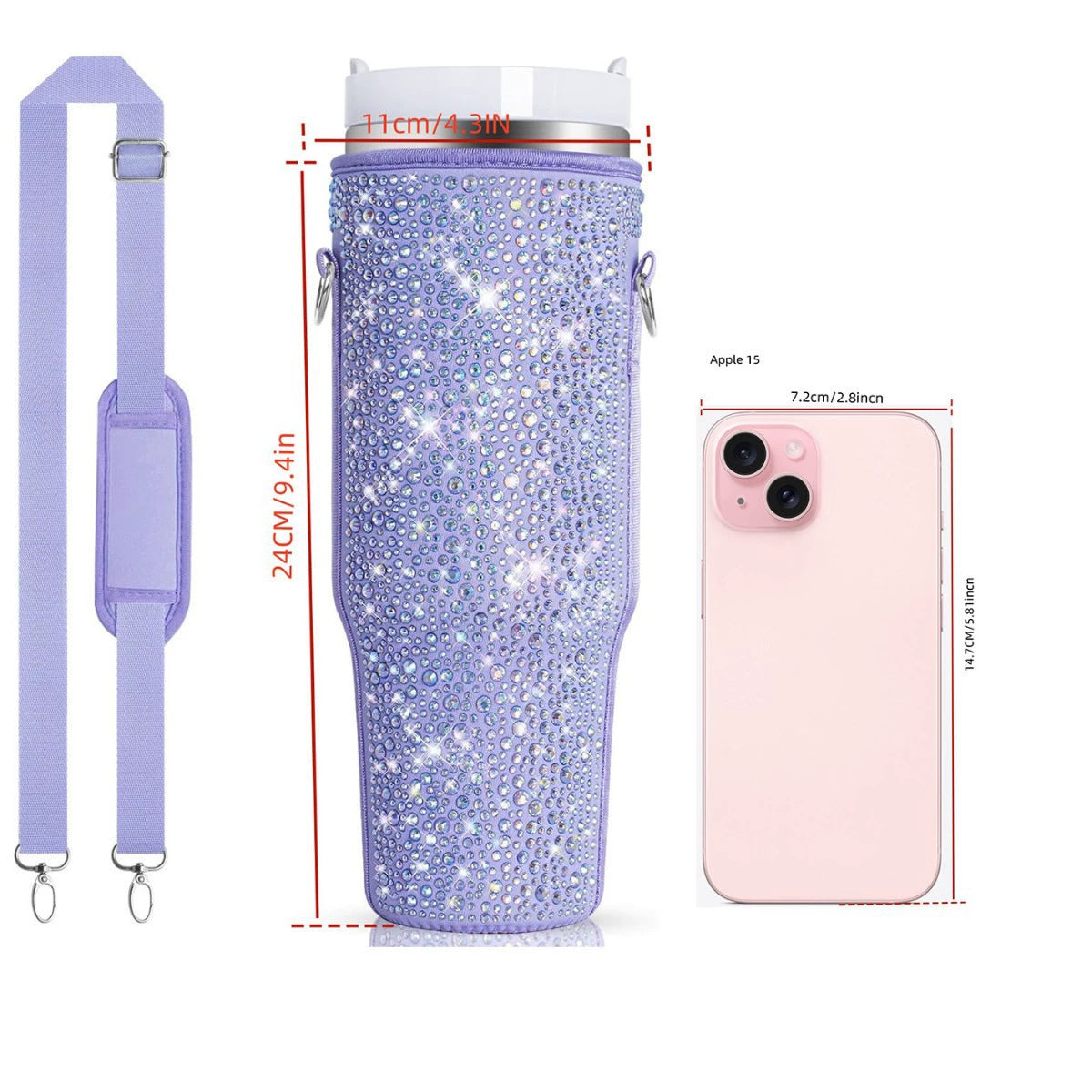 Damen Glitzernde Isolierflasche Hülle Karnz