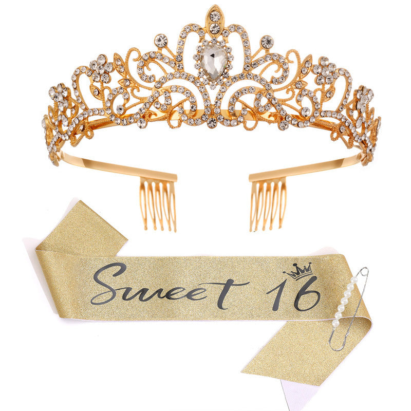 Damen Glamouröse Tiara mit strassverziertem Design Karnz